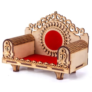 Wooden Singhasan with Velvet Decoration for God Temple Perfect Gift for Festival