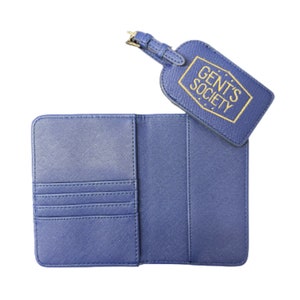 Suitcase Luggage ID Tag & Passport Holder Labels Name Address For Travel - Blue
