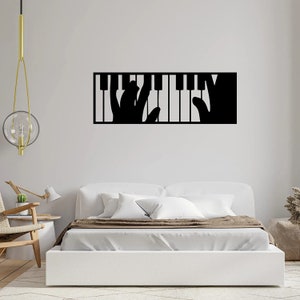 Pianist Home Playing Piano Wall Decor Black Acrylic Sheet Laser Cut Craft Musician Wall Art