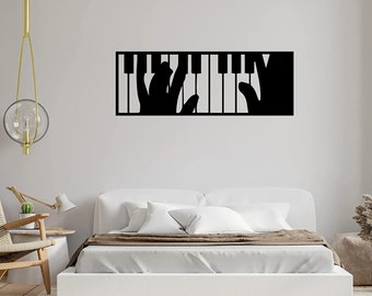 Pianist Home Playing Piano Wall Decor Black Acrylic Sheet Laser Cut Craft Musician Wall Art