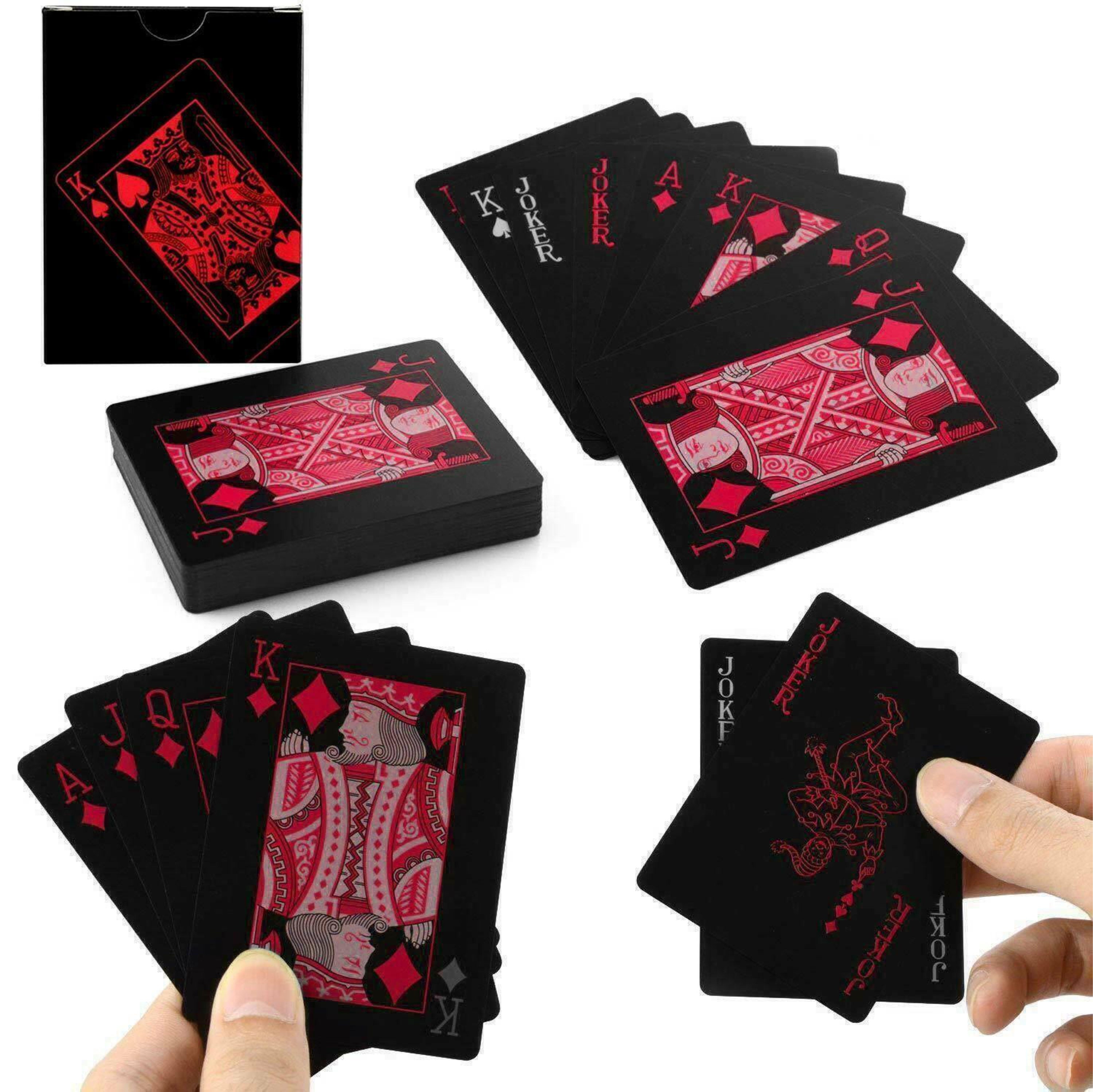 Pokerkarten Plastik Wasserdicht Spielkarten Poker Tischspiel Wasserdicht Schwarz 