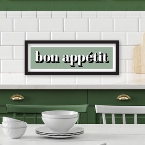 Framed Bon Appetit Print, Bon Appetit Sign, Kitchen Prints French Text, Kitchen Decor Bon Appetit, Dining Room Prints, Slogans Prints French