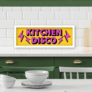 Kitchen Disco Framed Print, Kitchen Disco Print, Kitchen Disco Wall Decor, Kitchen Disco Sign, Kitchen Slogans, Panoramic Prints