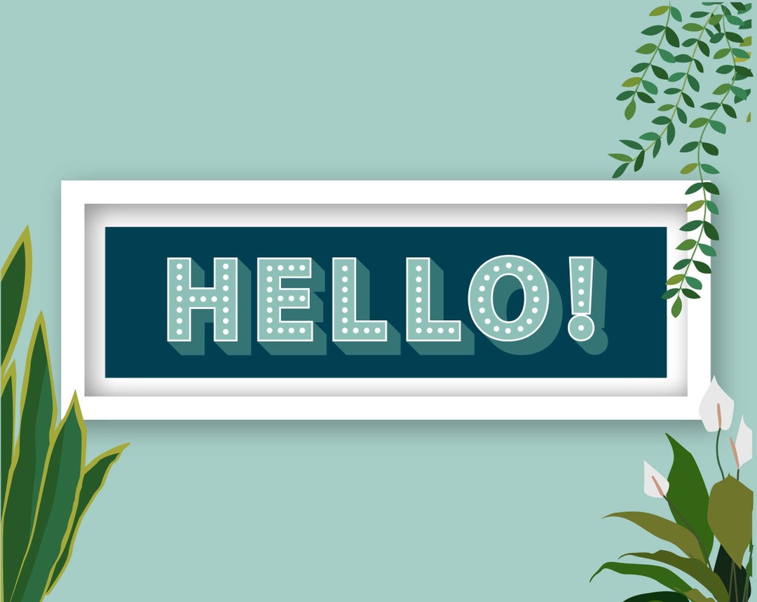 Hello Panoramic Hello Print, Framed Hello Print, Hello Hallway Sign, Hello Panoramic ...