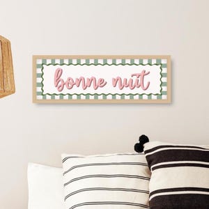 Lámina de Buenas Noches, Lámina de Buenas Noches enmarcada, Decoración de pared para dormitorio, Láminas francesas para dormitorio, Lámina de Buenas Noches, Letrero de Buenas Noches francés