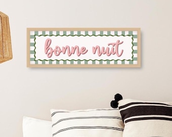 Bonne Nuit Print, Framed Bonne Nuit Print , Bedroom Wall Decor, French Prints Bedroom, Good Night Print, Good Night Sign French