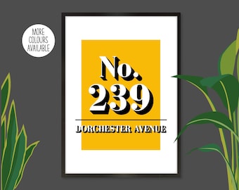 Address Print, Street Name Print, House Number Print, Postcode Print, Personalised Address Print, Personalised New Home Gift