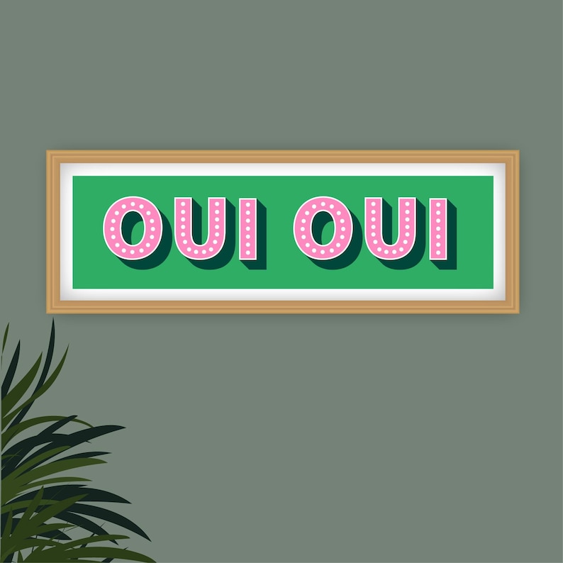 Impresión panorámica Oui Oui, Impresión Oui Oui, Impresión panorámica Oui Oui, Impresión de baño Oui Oui, Signo Oui Oui, Impresiones para el baño Emerald