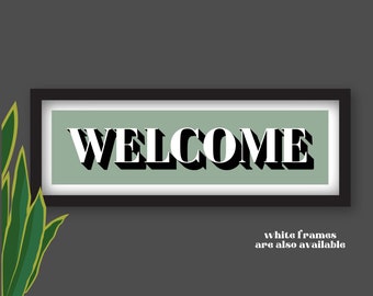 Welcome Framed Print, Welcome Print, Welcome Panoramic Print, Welcome Sign, Hallway Decor, Hallway Prints, Welcome Picture