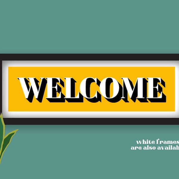 Welcome Framed Print, Welcome Print, Welcome Panoramic Print, Welcome Sign, Hallway Decor, Hallway Prints, Welcome Picture