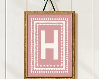 Personalised Initial Print in Cottage Core Style , Vintage Style Nursery Decor, Cottage Core Style Nursery, Custom Initial Print