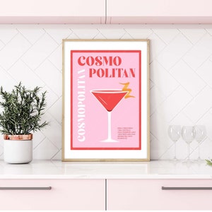 Cosmopolitan Cocktail Print, Cosmopolitan Print, Cosmoplitan Poster, Cocktail Prints, Cocktails Wall Art, Wall Decor Cocktails