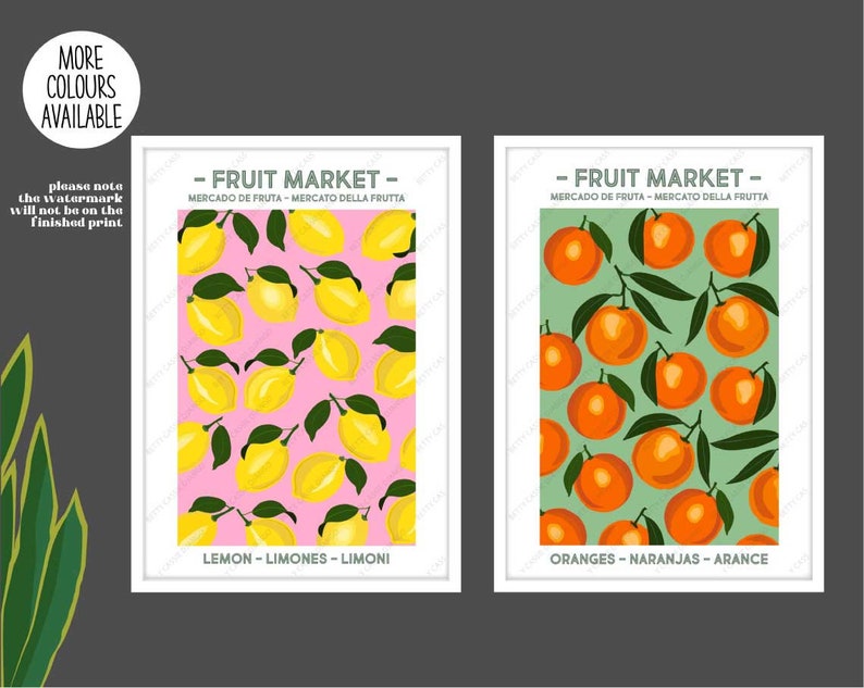 add a touch of nature to your kitchen with citrus... Citrus Fruit Prints Set, Kitchen Prints Set, Fruit Prints, Fruit Market ...