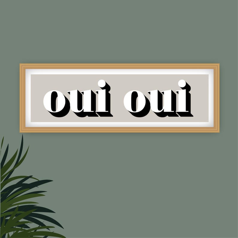 Oui Oui Druck, Gerahmter Oui Druck, Oui Oui Zeichen Druck, Französische Typografie Drucke, Französische Slogans, Badezimmer Drucke, Drucke für das Klo Bild 4
