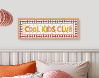 Lámina del Club de Niños Geniales, Lámina del Club de Niños Geniales enmarcada, Láminas para dormitorio infantil, Láminas para guardería en marco de roble, Arte de pared para niños geniales