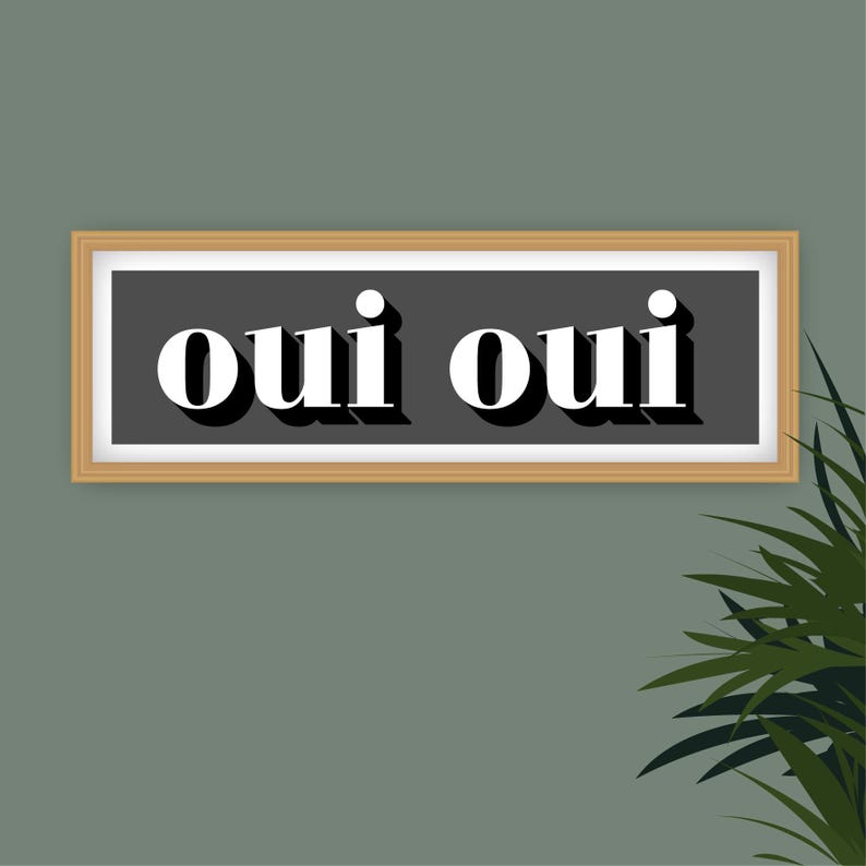 Oui Oui Druck, Gerahmter Oui Druck, Oui Oui Zeichen Druck, Französische Typografie Drucke, Französische Slogans, Badezimmer Drucke, Drucke für das Klo Bild 2