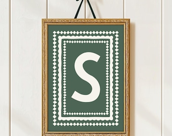 Personalised Initial Print in Cottage Core Style , Vintage Style Nursery Decor, Cottage Core Style Nursery, Custom Initial Print