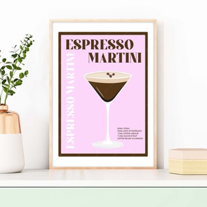 Espresso Martini Cocktail Print, Espresso Martini Poster, Cocktail Prints, Cocktails Wall Art, Wall Decor Cocktails, Bar Prints Lilac