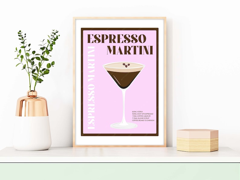 Espresso Martini Cocktail Print, Espresso Martini Poster, Cocktail Prints, Cocktails Wall Art, Wall Decor Cocktails, Bar Prints Lilac