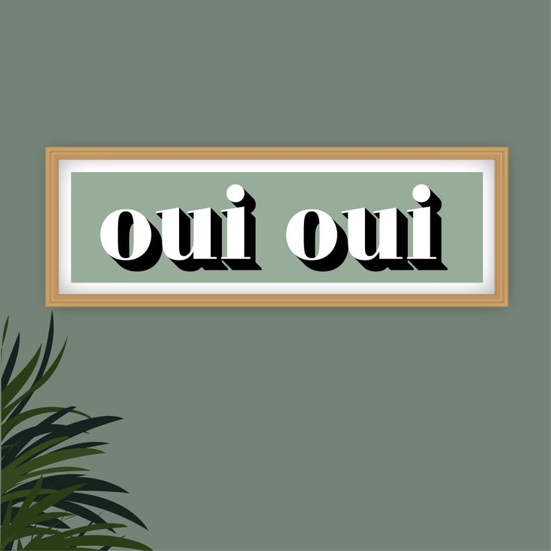 Oui Oui Druck, Gerahmter Oui Druck, Oui Oui Zeichen Druck, Französische Typografie Drucke, Französische Slogans, Badezimmer Drucke, Drucke für das Klo Bild 6