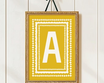 Personalised Initial Print in Cottage Core Style , Vintage Style Nursery Decor, Cottage Core Style Nursery, Custom Initial Print