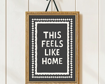 This Feels Like Home Print, This Feels Like Home Poster, Stripy Hallway Prints, Stripy Hallway Wall Art, Slogan Print This Feels Like Home