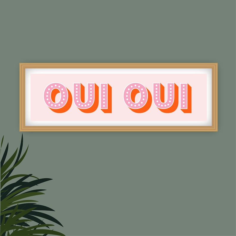 Impresión panorámica Oui Oui, Impresión Oui Oui, Impresión panorámica Oui Oui, Impresión de baño Oui Oui, Signo Oui Oui, Impresiones para el baño Blush