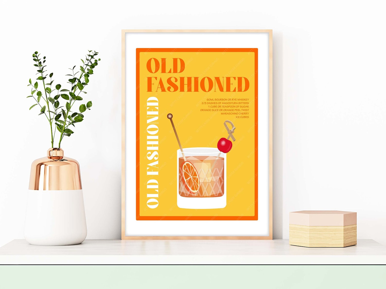 Old Fashioned Cocktail Recipe Old Fashioned Cocktail Print - Etsy
