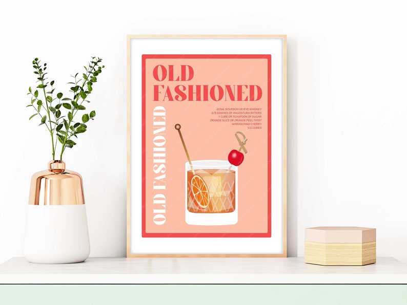 Old Fashioned Cocktail Recipe Old Fashioned Cocktail Print - Etsy