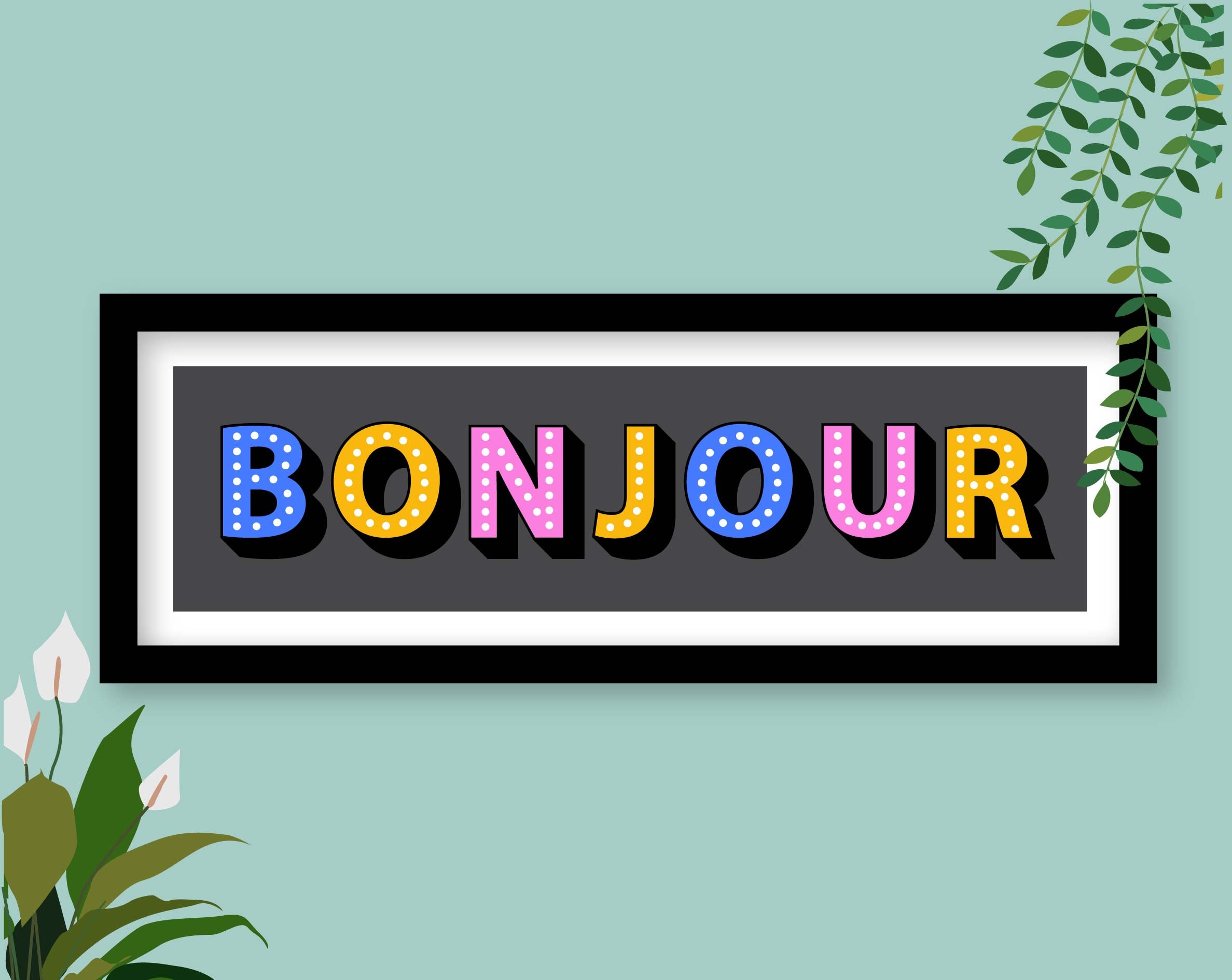 Bonjour Framed Print Bonjour Print Bonjour Sign Bonjour - Etsy