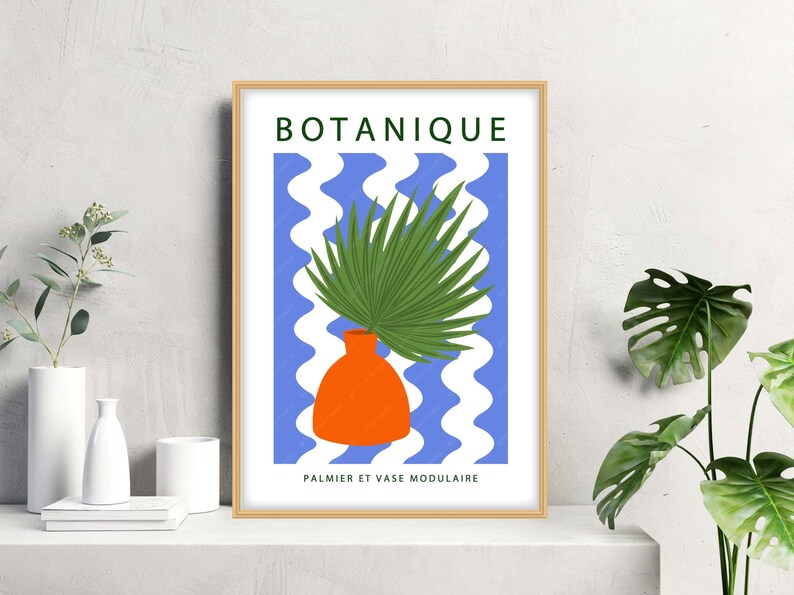 Botanique moderne stillevenposter, citroenen en vaasstilleven, donutvaas kunst aan de muur, golvende lijnenprint met fruit en vaas afbeelding 9