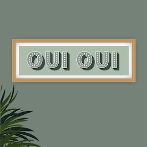 Impresión panorámica Oui Oui, Impresión Oui Oui, Impresión panorámica Oui Oui, Impresión de baño Oui Oui, Signo Oui Oui, Impresiones para el baño Sage