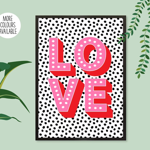 Love Print, Spotty Love Print, Dalmatiner Spot Love Print, Zebra Love Print, Pink Zebra Love Print, Hübscher Pink Love Print