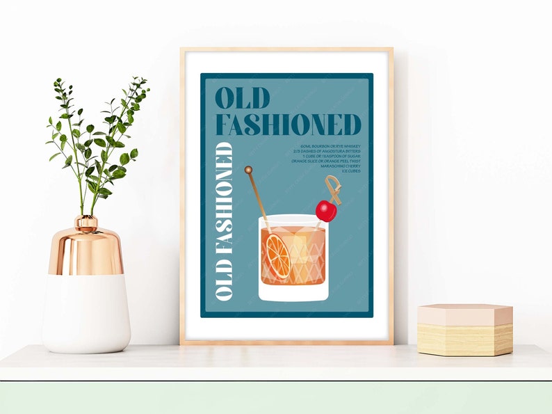 Old Fashioned Cocktail Recipe Old Fashioned Cocktail Print - Etsy