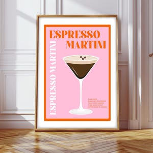 Impresión de cóctel Espresso Martini, póster de Espresso Martini, impresiones de cócteles, arte mural de cócteles, decoración de pared de cócteles, impresiones de bar