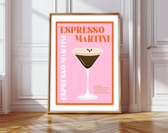 Espresso Martini Cocktail Print, Espresso Martini Poster, Cocktail Prints, Cocktails Wall Art, Wall Decor Cocktails, Bar Prints