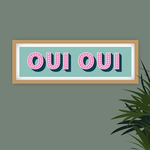 Impresión panorámica Oui Oui, Impresión Oui Oui, Impresión panorámica Oui Oui, Impresión de baño Oui Oui, Signo Oui Oui, Impresiones para el baño Mint