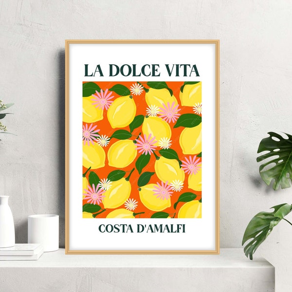 T-shirt Côte Amalfitaine Avec Motif Citrons Italiens - Coton, Unisexe, Tailles S à 3XL, Fait Main Aux USA