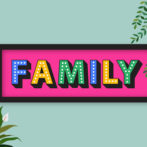 Framed Family Print, Family Framed Print, Family Wall Sign, Colourful Family Text Print, Panoramic Framed Family Print