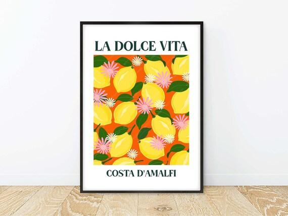 La Dolce Vita Lemons Poster, Italian Inspired Lemons Print, Amalfi