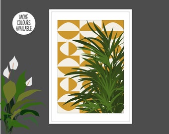 Retro Palm Plant Print, Abstract Plant Print, Mid Century Modern Plant Print, Mid Century Modern Interiors, Plant Prints