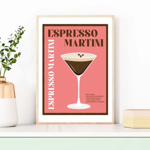 Espresso Martini Cocktail Print, Espresso Martini Poster, Cocktail Prints, Cocktails Wall Art, Wall Decor Cocktails, Bar Prints Rouge Red