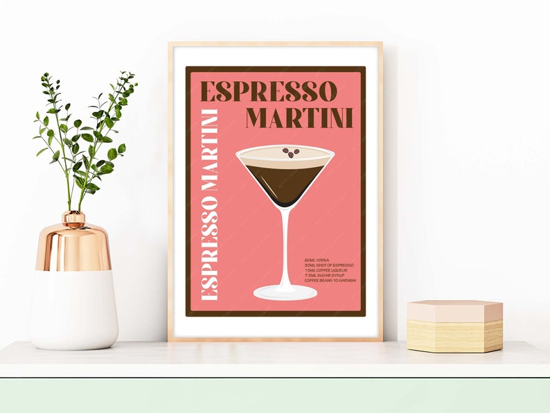 Espresso Martini Cocktail Print, Espresso Martini Poster, Cocktail Prints, Cocktails Wall Art, Wall Decor Cocktails, Bar Prints Rouge Red