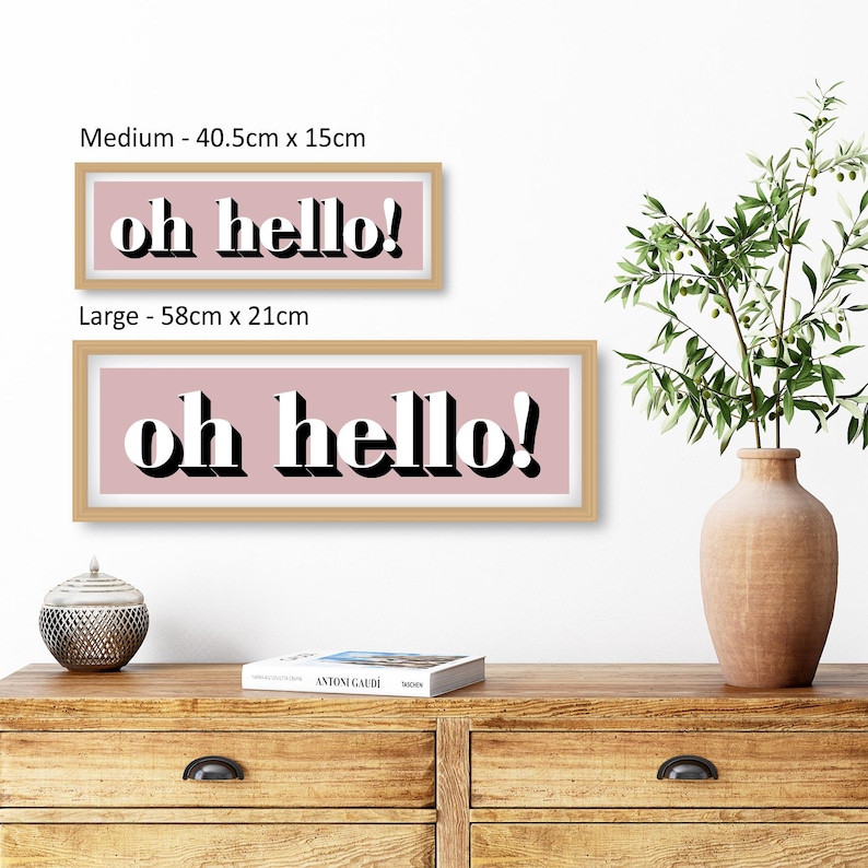 Oh Hello Framed Print, Hello Hallway Print, Horizontal Hallway Prints, Slogan Prints for Entrance Hall, Oh Hello Sign, Hallway Decor image 2