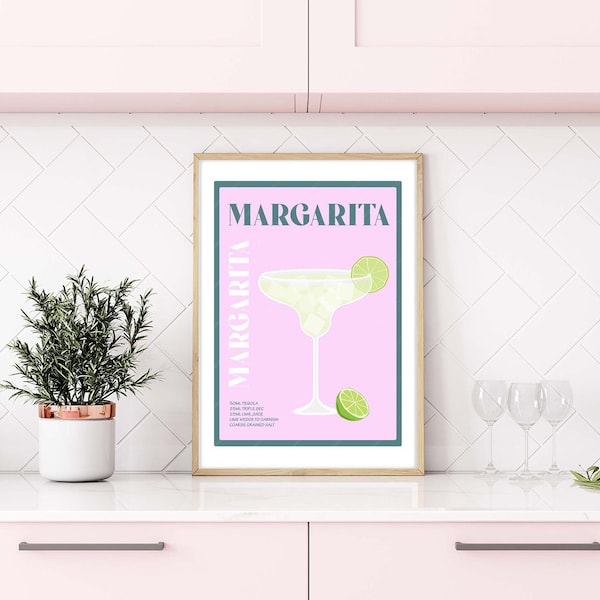 Margarita Cocktail Print, Margarita Print, Margarita Poster, Wall Art Margarita, Cocktail Prints, Cocktails Wall Art, Wall Decor Cocktails