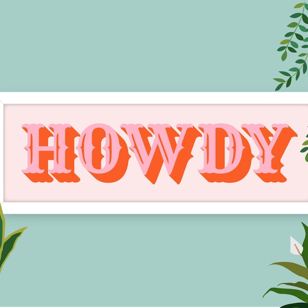 Howdy Print, Panoramic Howdy Print, Fun Wall Art, Western Style Print, Cowboy Themed Prints, Hallway Print