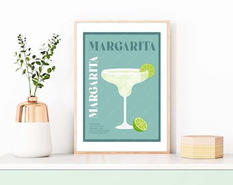 Margarita Cocktail Print, Margarita Print, Margarita Poster, Wall Art Margarita, Cocktail Prints, Cocktails Wall Art, Wall Decor Cocktails