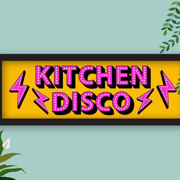 Kitchen Disco Framed Print, Kitchen Disco Print, Kitchen Disco Wall Decor, Kitchen Disco Sign, Kitchen Slogans, Panoramic Prints