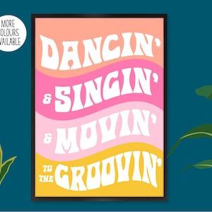 Play That Funky Music Print, Play That Funky Music Poster, 70s Disco Poster, 70s Disco Wall Art, Dancin and Singin Poster, 70s Lyric Poster