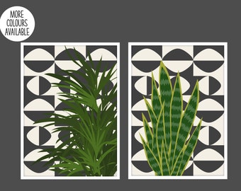 Retro Plant Print Set, Abstract Plant Print Set, Mid Century Modern Plant Print Set, Plant Print Sets, Pair of Plant Prints